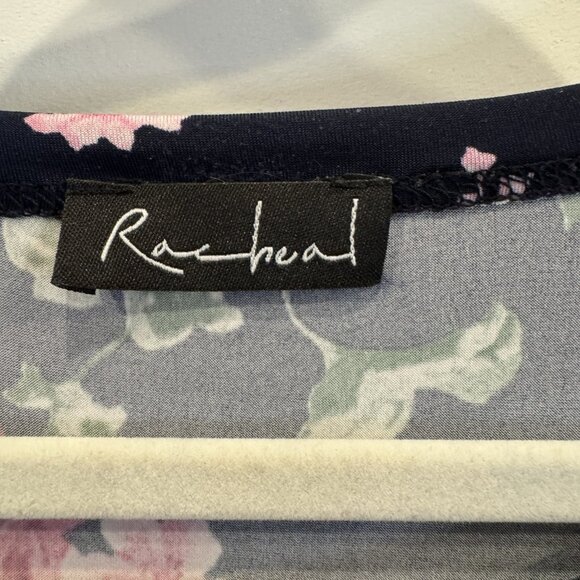 EUC 2xl Navy Floral Sleeveless Top Pink Orange Green Purple Twist Front - Picture 4 of 6